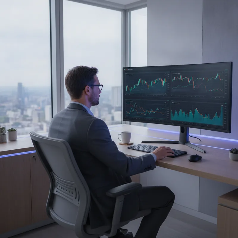 Focused investor reviewing a portfolio strategy on screen